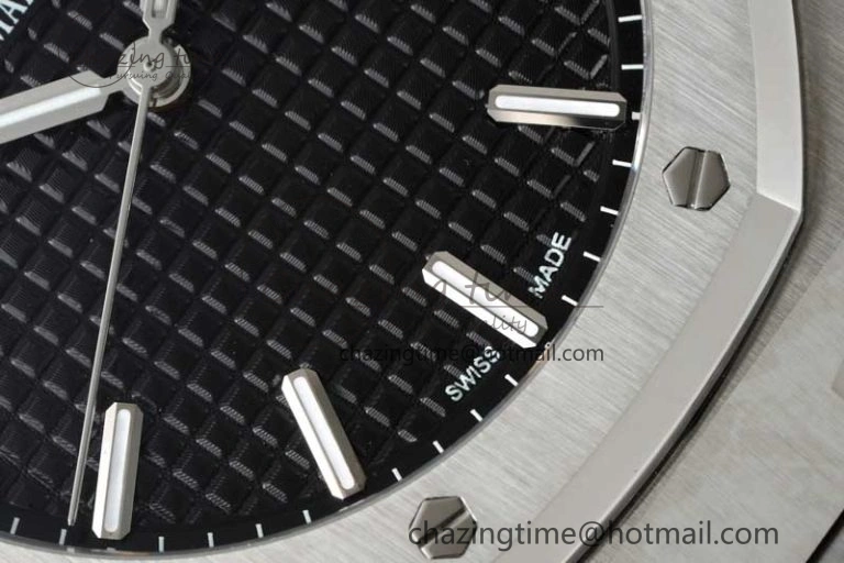 Royal Oak 41mm 15500 SS APSF 1:1 Best Edition Black Textured Dial on SS Bracelet A4302 Super Clone