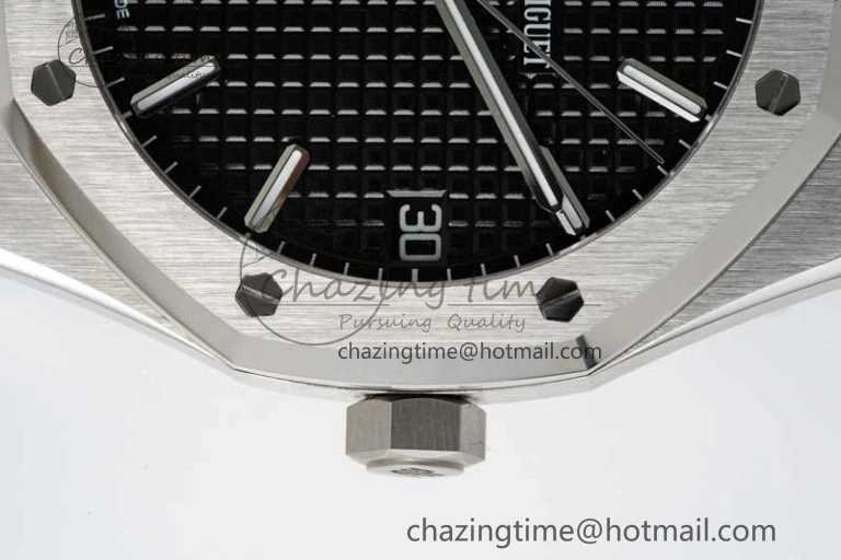 Royal Oak 41mm 15500 SS APSF 1:1 Best Edition Black Textured Dial on SS Bracelet A4302 Super Clone