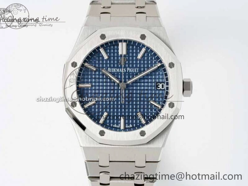 Royal Oak 41mm 15500 SS APSF 1:1 Best Edition Blue Textured Dial on SS Bracelet A4302 Super Clone