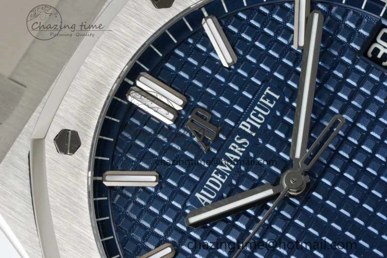 Royal Oak 41mm 15500 SS APSF 1:1 Best Edition Blue Textured Dial on SS Bracelet A4302 Super Clone
