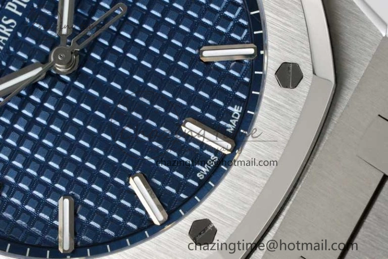 Royal Oak 41mm 15500 SS APSF 1:1 Best Edition Blue Textured Dial on SS Bracelet A4302 Super Clone