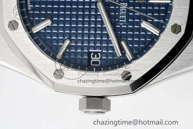 Royal Oak 41mm 15500 SS APSF 1:1 Best Edition Blue Textured Dial on SS Bracelet A4302 Super Clone