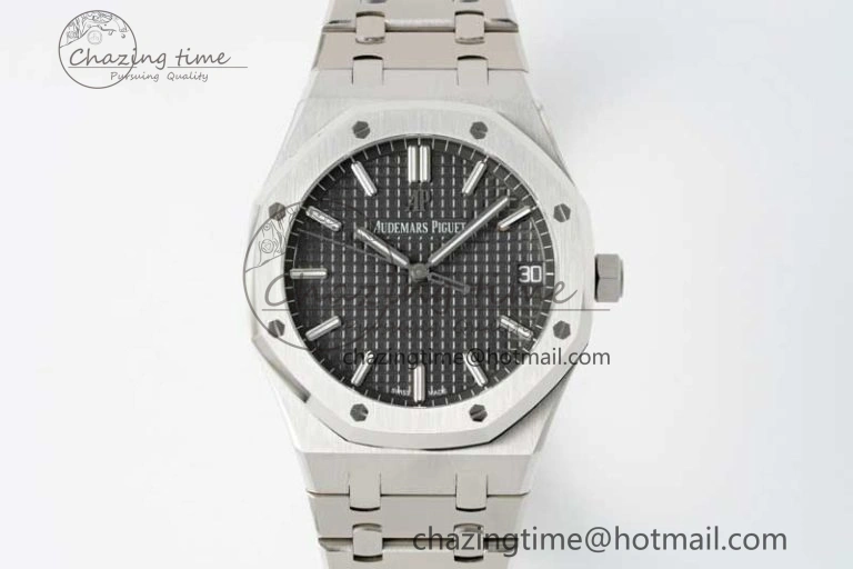 Royal Oak 41mm 15500 SS APSF 1:1 Best Edition Gray Textured Dial on SS Bracelet A4302 Super Clone