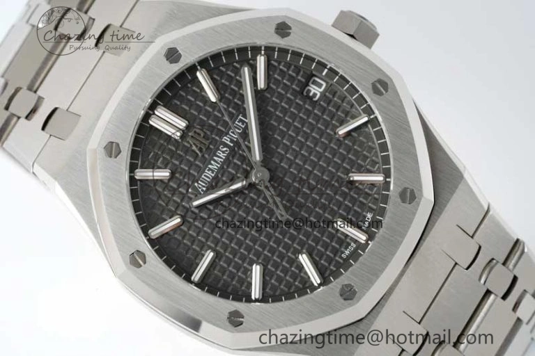 Royal Oak 41mm 15500 SS APSF 1:1 Best Edition Gray Textured Dial on SS Bracelet A4302 Super Clone