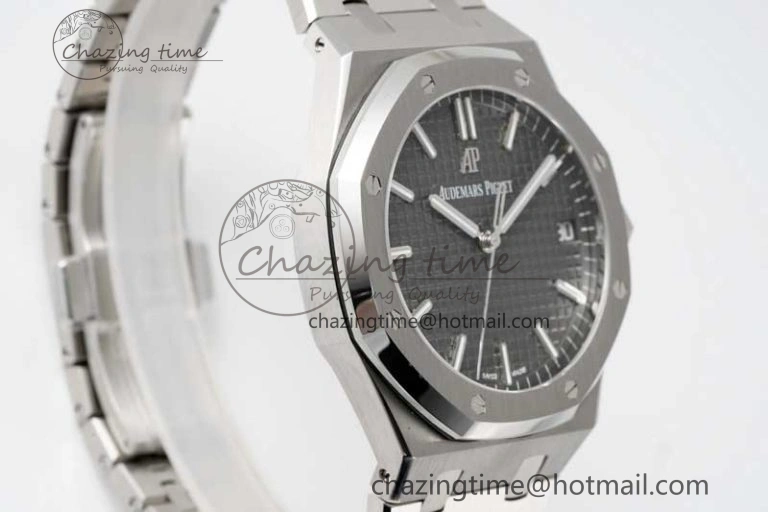 Royal Oak 41mm 15500 SS APSF 1:1 Best Edition Gray Textured Dial on SS Bracelet A4302 Super Clone