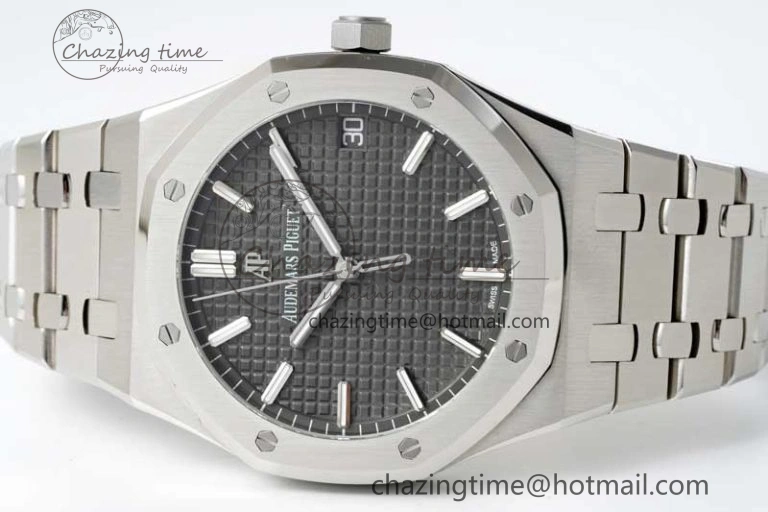 Royal Oak 41mm 15500 SS APSF 1:1 Best Edition Gray Textured Dial on SS Bracelet A4302 Super Clone