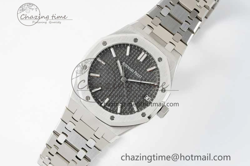 Royal Oak 41mm 15500 SS APSF 1:1 Best Edition Gray Textured Dial on SS Bracelet A4302 Super Clone