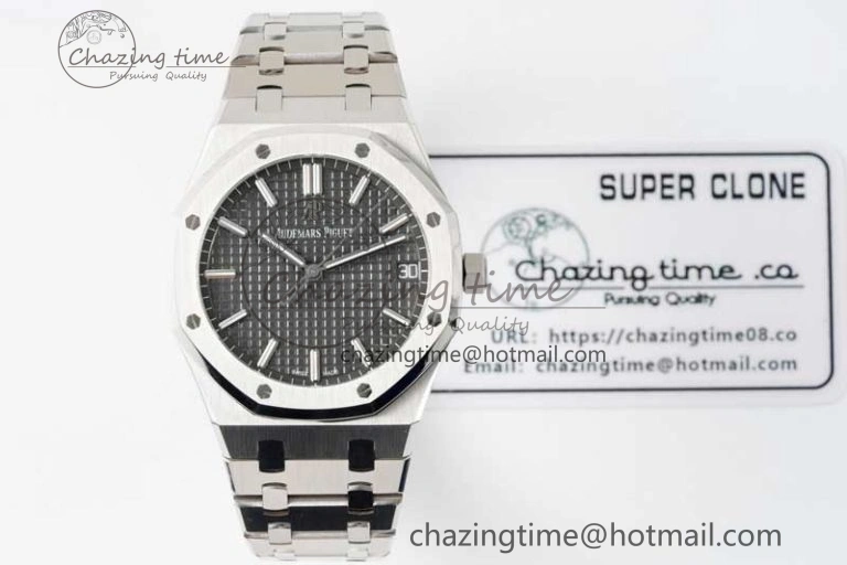 Royal Oak 41mm 15500 SS APSF 1:1 Best Edition Gray Textured Dial on SS Bracelet A4302 Super Clone