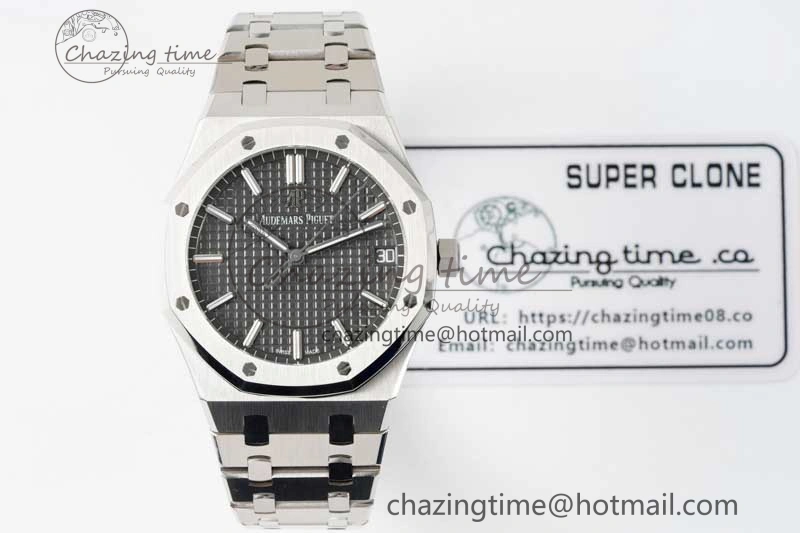 Royal Oak 41mm 15500 SS APSF 1:1 Best Edition Gray Textured Dial on SS Bracelet A4302 Super Clone
