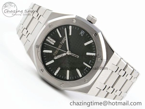 Royal Oak 41mm 15500 SS APSF 1:1 Best Edition Green Textured Dial on SS Bracelet SA4302 Super Clone
