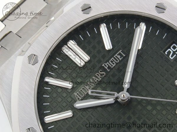 Royal Oak 41mm 15500 SS APSF 1:1 Best Edition Green Textured Dial on SS Bracelet SA4302 Super Clone