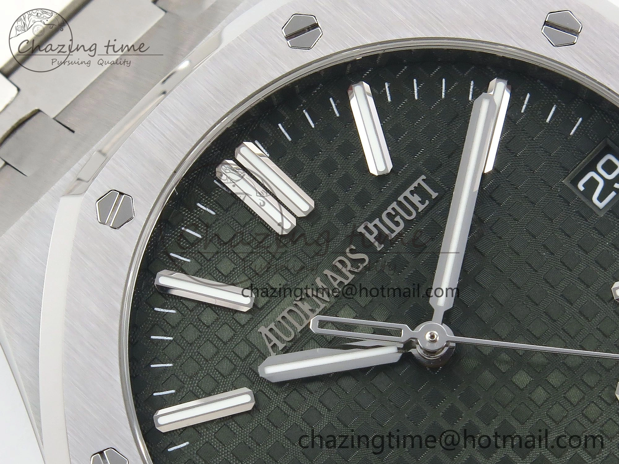 Royal Oak 41mm 15500 SS APSF 1:1 Best Edition Green Textured Dial on SS Bracelet SA4302 Super Clone