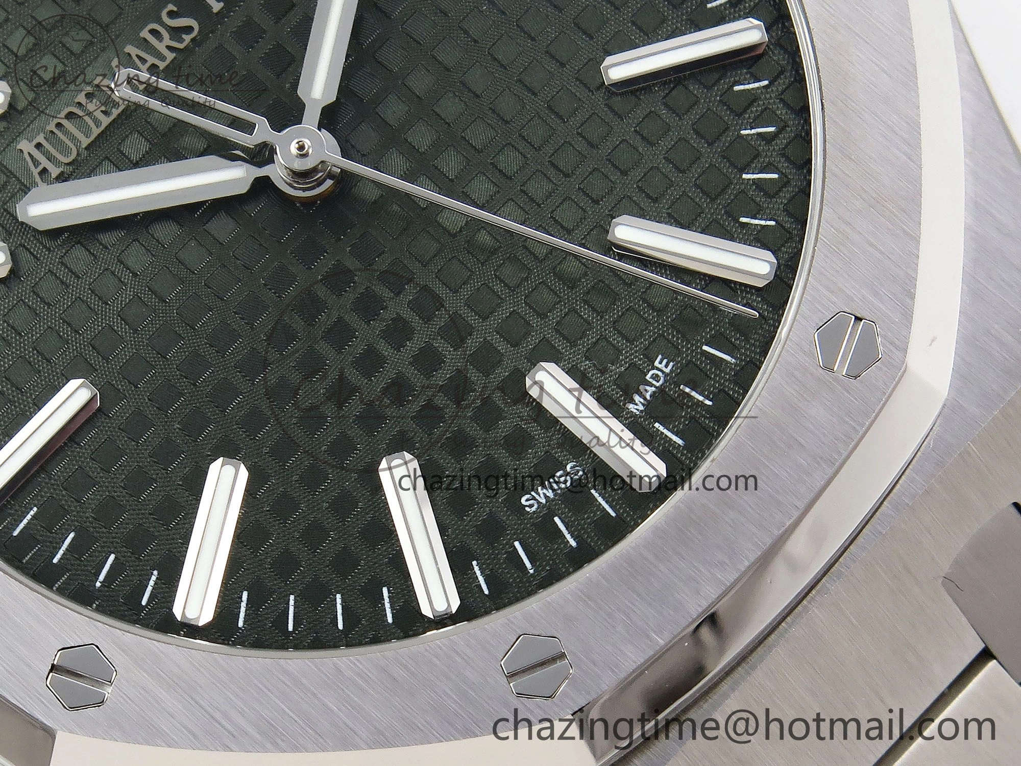 Royal Oak 41mm 15500 SS APSF 1:1 Best Edition Green Textured Dial on SS Bracelet SA4302 Super Clone