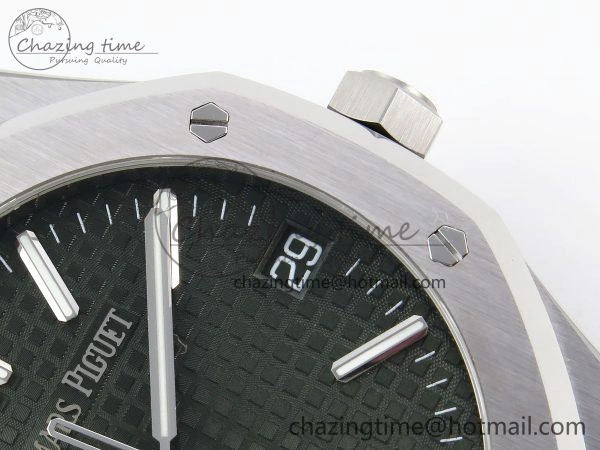 Royal Oak 41mm 15500 SS APSF 1:1 Best Edition Green Textured Dial on SS Bracelet SA4302 Super Clone