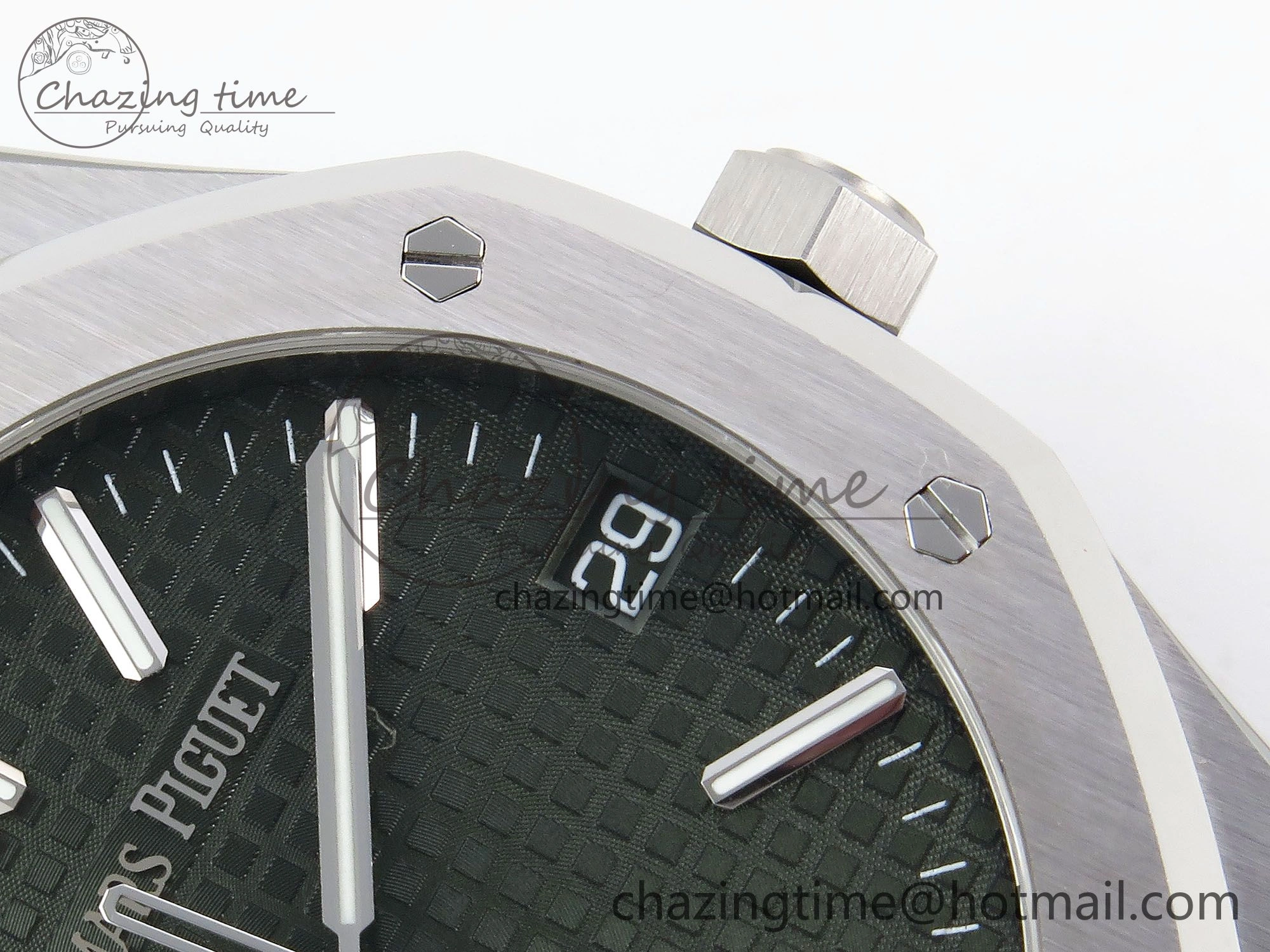 Royal Oak 41mm 15500 SS APSF 1:1 Best Edition Green Textured Dial on SS Bracelet SA4302 Super Clone