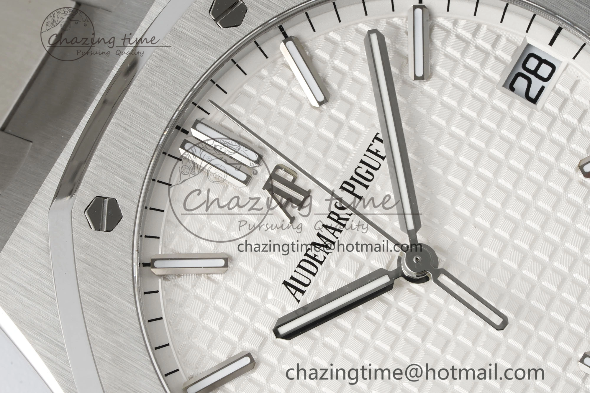 Royal Oak 41mm 15500 SS APSF 1:1 Best Edition White Textured Dial on SS Bracelet A4302 Super Clone