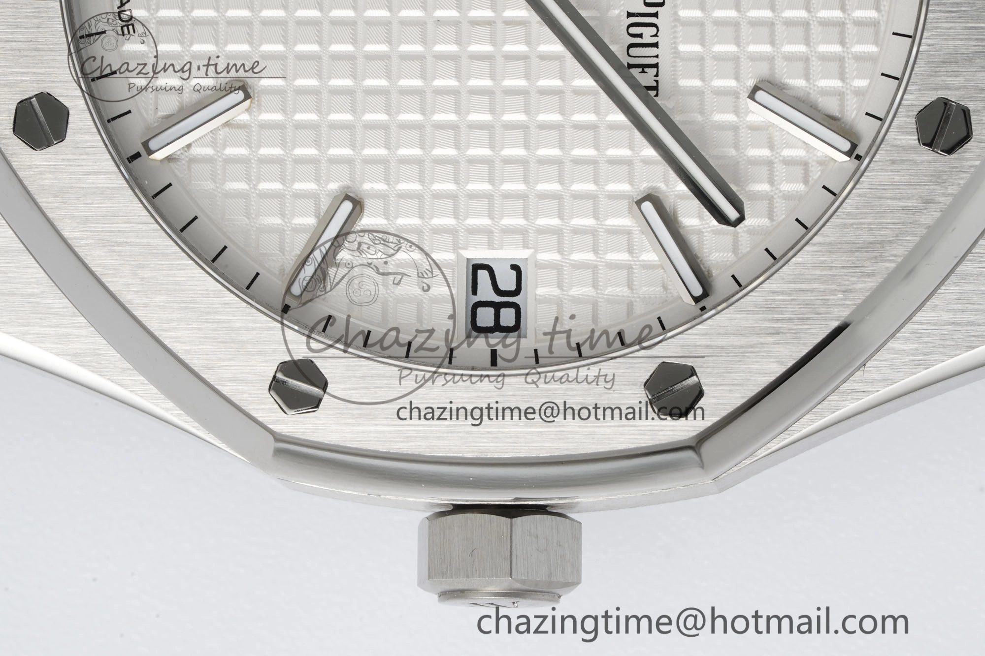 Royal Oak 41mm 15500 SS APSF 1:1 Best Edition White Textured Dial on SS Bracelet A4302 Super Clone