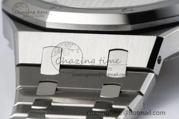 Royal Oak 41mm 15500 SS APSF 1:1 Best Edition White Textured Dial on SS Bracelet A4302 Super Clone