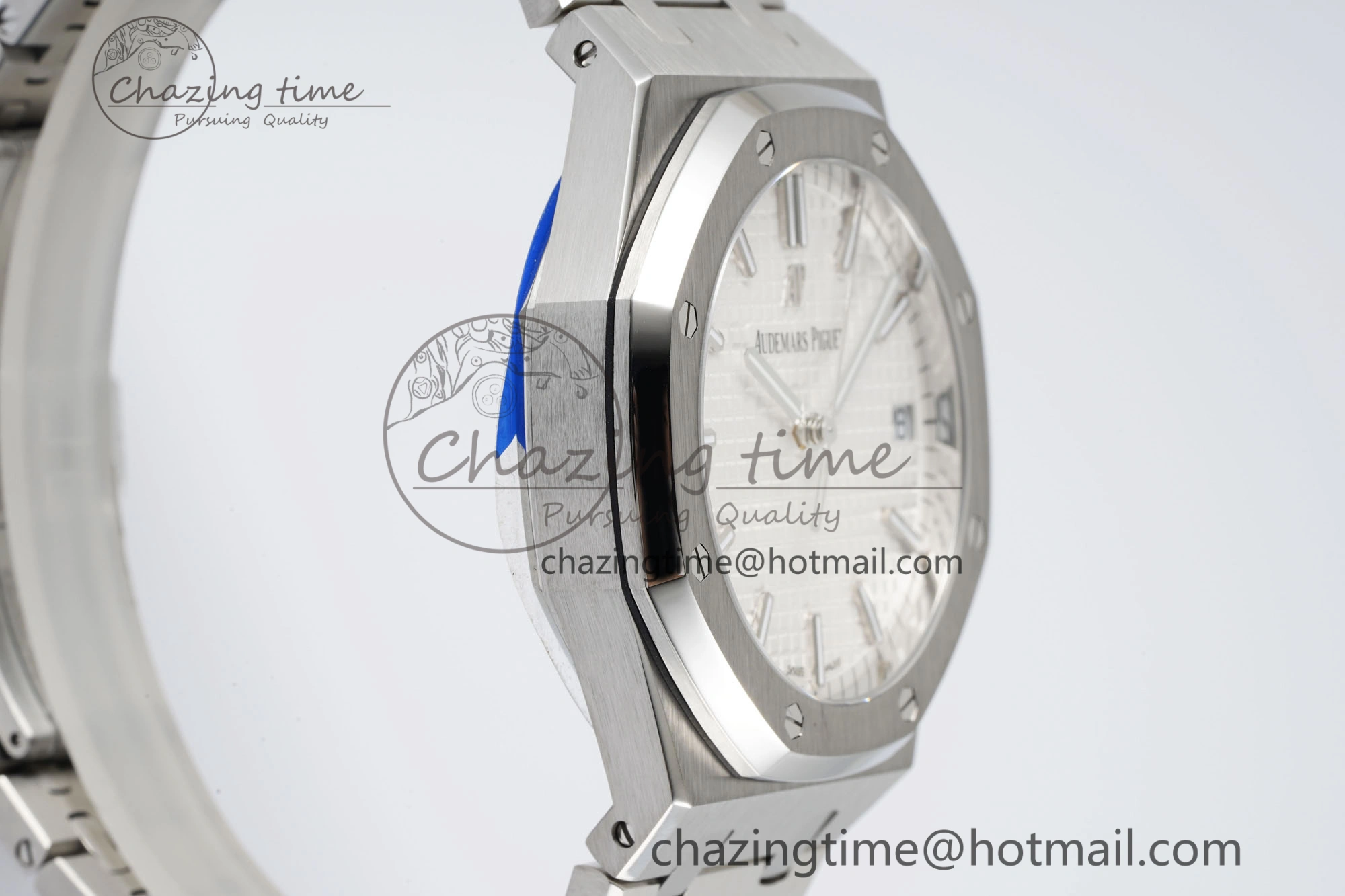 Royal Oak 41mm 15500 SS APSF 1:1 Best Edition White Textured Dial on SS Bracelet A4302 Super Clone