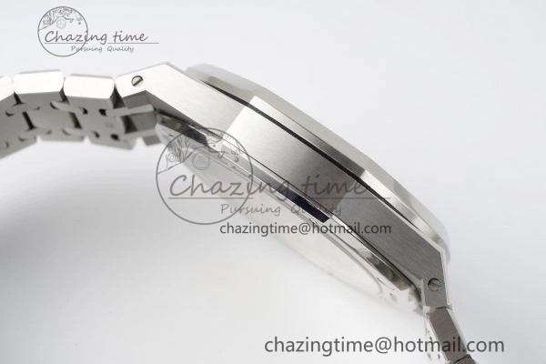 Royal Oak 41mm 15500 SS APSF 1:1 Best Edition White Textured Dial on SS Bracelet A4302 Super Clone