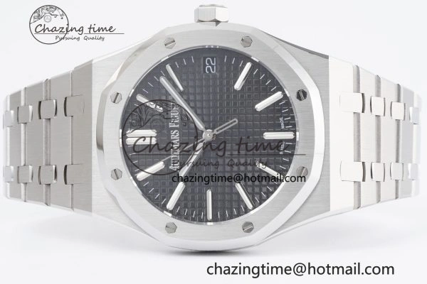 Royal Oak 41mm 15500 SS BF 1:1 Best Edition Black Textured Dial on SS Bracelet A4302