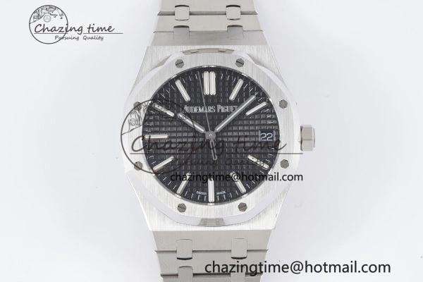 Royal Oak 41mm 15500 SS BF 1:1 Best Edition Black Textured Dial on SS Bracelet A4302