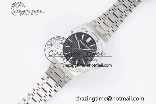 Royal Oak 41mm 15500 SS BF 1:1 Best Edition Black Textured Dial on SS Bracelet A4302