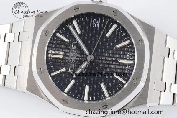 Royal Oak 41mm 15500 SS BF 1:1 Best Edition Black Textured Dial on SS Bracelet A4302