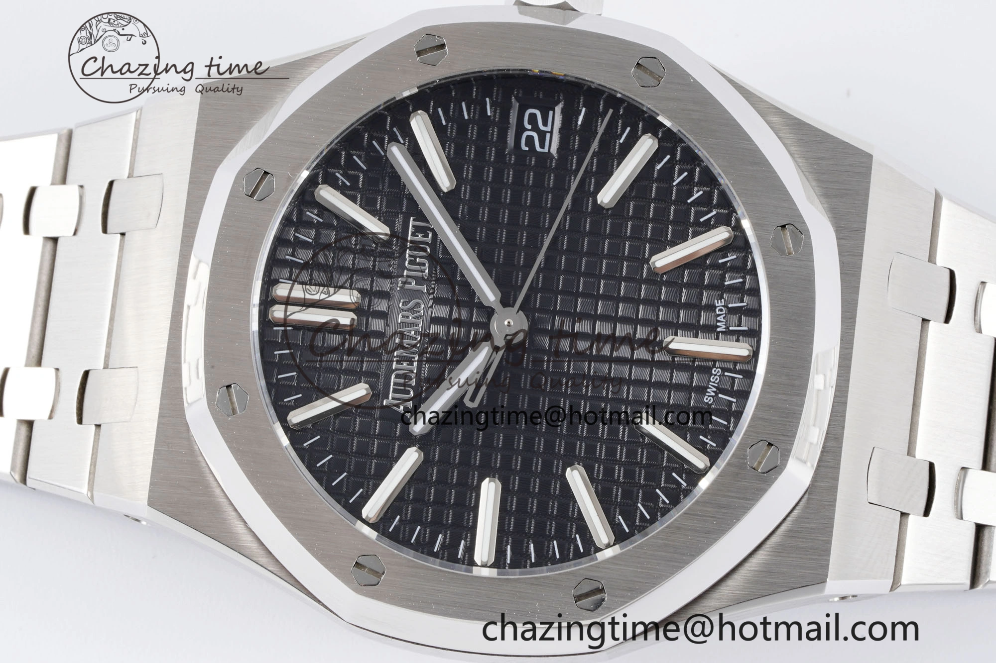 Royal Oak 41mm 15500 SS BF 1:1 Best Edition Black Textured Dial on SS Bracelet A4302