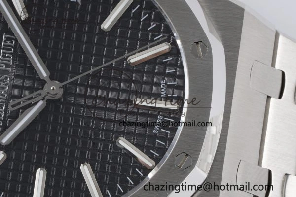 Royal Oak 41mm 15500 SS BF 1:1 Best Edition Black Textured Dial on SS Bracelet A4302