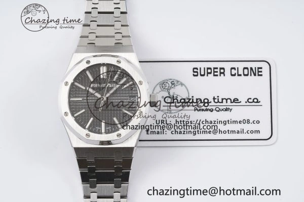 Royal Oak 41mm 15500 SS BF 1:1 Best Edition Black Textured Dial on SS Bracelet A4302