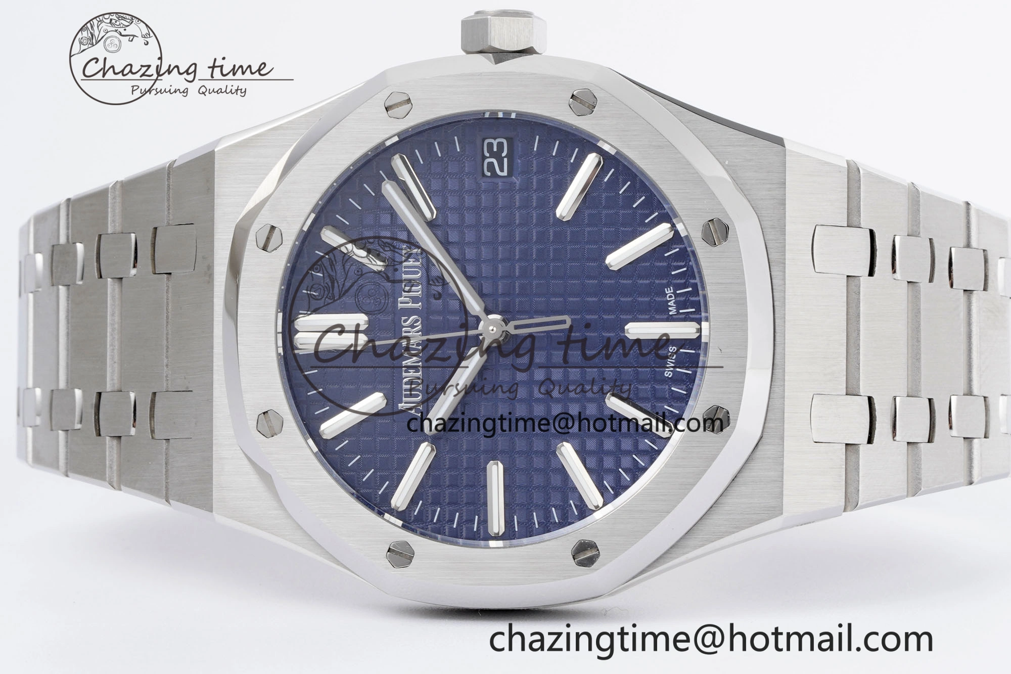 Royal Oak 41mm 15500 SS BF 1:1 Best Edition Blue Textured Dial on SS Bracelet A4302