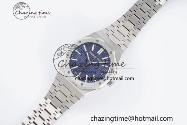 Royal Oak 41mm 15500 SS BF 1:1 Best Edition Blue Textured Dial on SS Bracelet A4302