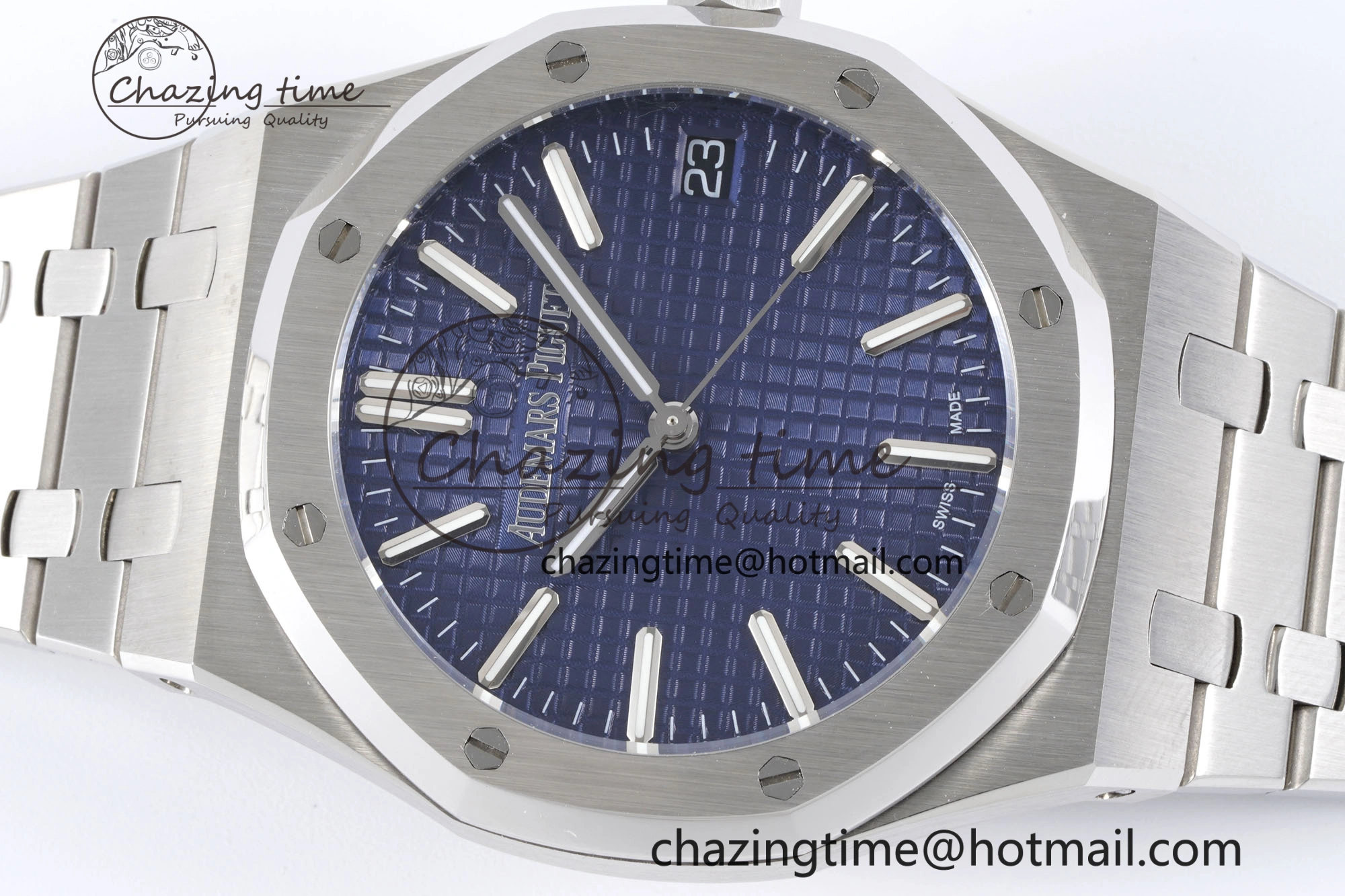 Royal Oak 41mm 15500 SS BF 1:1 Best Edition Blue Textured Dial on SS Bracelet A4302