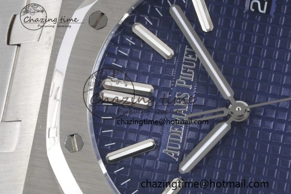 Royal Oak 41mm 15500 SS BF 1:1 Best Edition Blue Textured Dial on SS Bracelet A4302