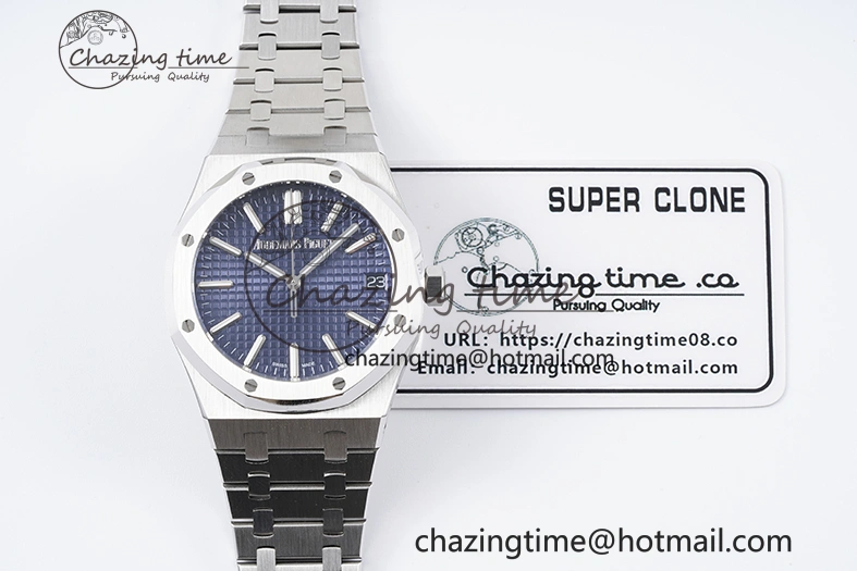Royal Oak 41mm 15500 SS BF 1:1 Best Edition Blue Textured Dial on SS Bracelet A4302