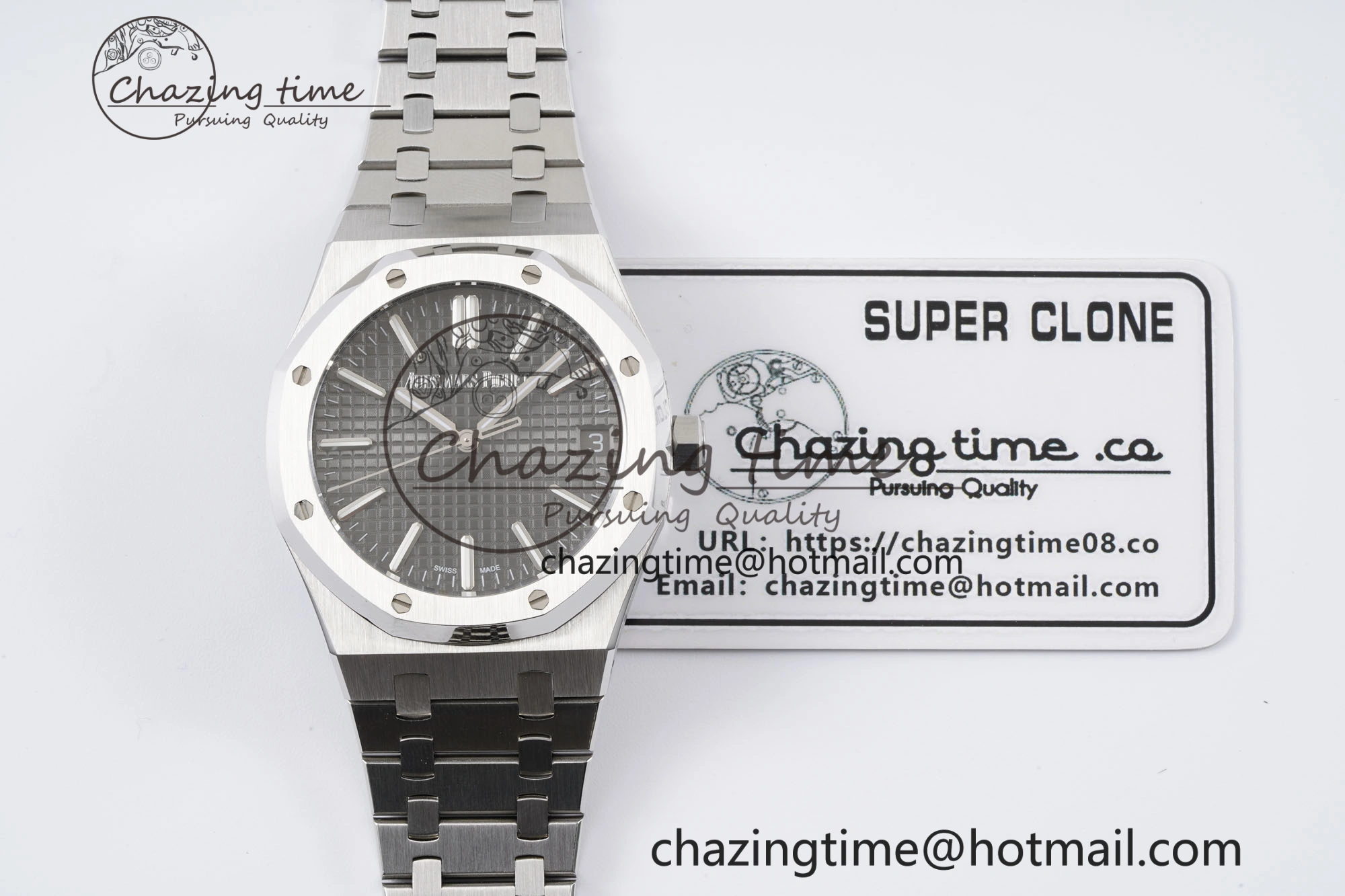 Royal Oak 41mm 15500 SS BF 1:1 Best Edition Gray Textured Dial on SS Bracelet A4302