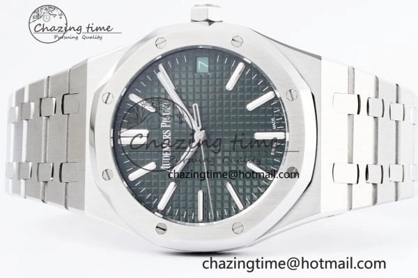 Royal Oak 41mm 15500 SS BF 1:1 Best Edition Green Textured Dial on SS Bracelet A4302