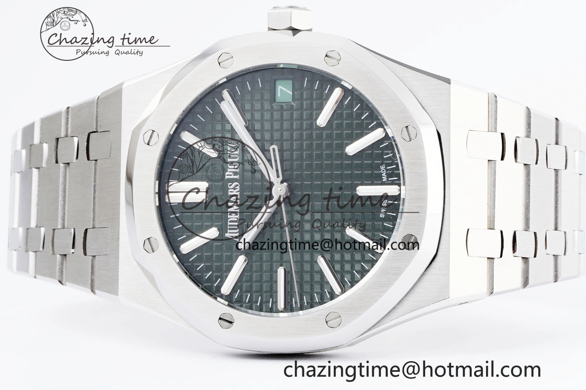 Royal Oak 41mm 15500 SS BF 1:1 Best Edition Green Textured Dial on SS Bracelet A4302