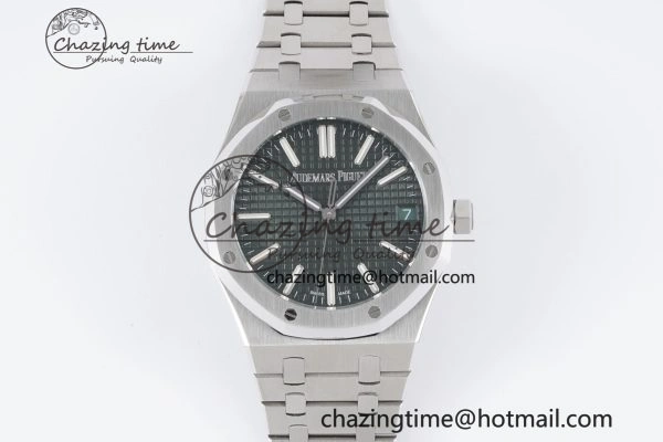 Royal Oak 41mm 15500 SS BF 1:1 Best Edition Green Textured Dial on SS Bracelet A4302