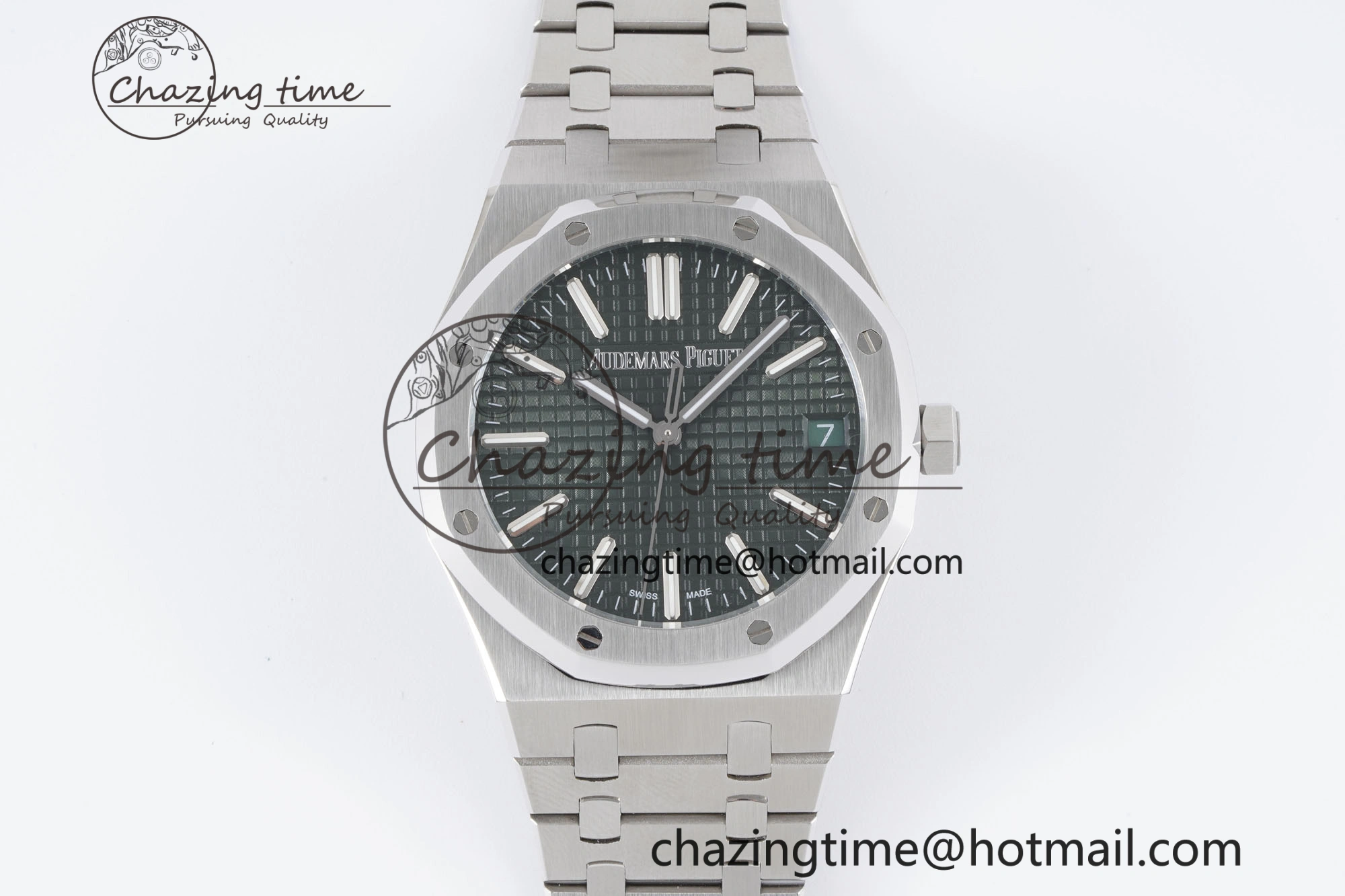 Royal Oak 41mm 15500 SS BF 1:1 Best Edition Green Textured Dial on SS Bracelet A4302