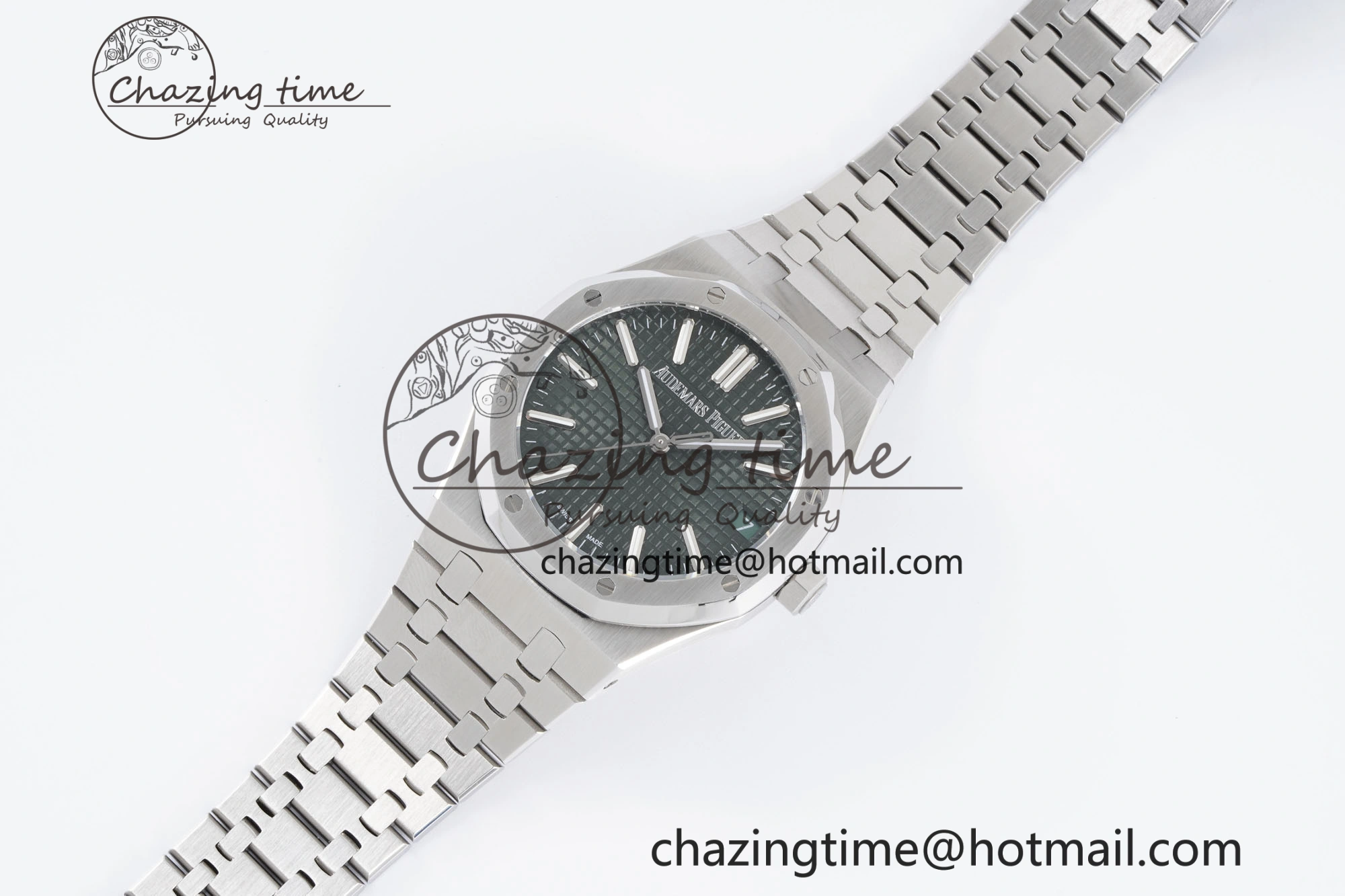 Royal Oak 41mm 15500 SS BF 1:1 Best Edition Green Textured Dial on SS Bracelet A4302