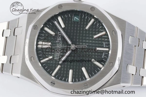 Royal Oak 41mm 15500 SS BF 1:1 Best Edition Green Textured Dial on SS Bracelet A4302