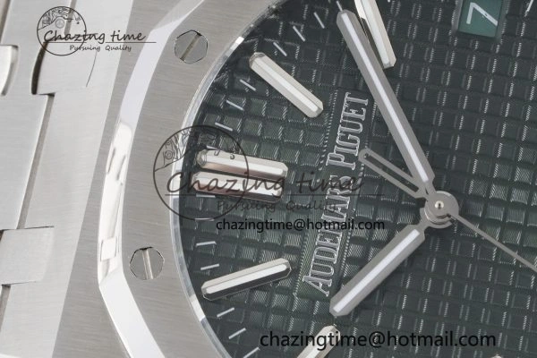 Royal Oak 41mm 15500 SS BF 1:1 Best Edition Green Textured Dial on SS Bracelet A4302