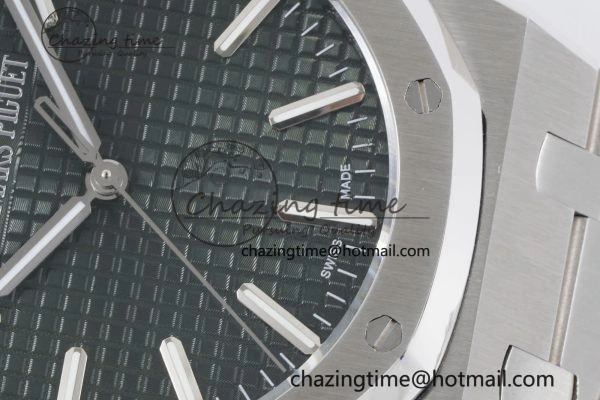 Royal Oak 41mm 15500 SS BF 1:1 Best Edition Green Textured Dial on SS Bracelet A4302