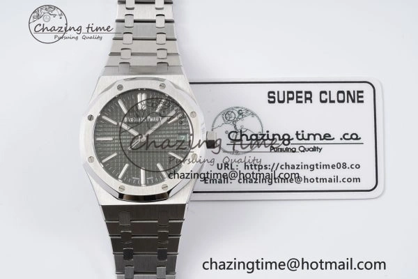 Royal Oak 41mm 15500 SS BF 1:1 Best Edition Green Textured Dial on SS Bracelet A4302