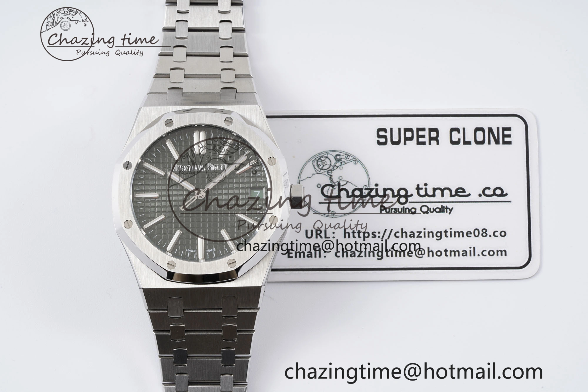 Royal Oak 41mm 15500 SS BF 1:1 Best Edition Green Textured Dial on SS Bracelet A4302