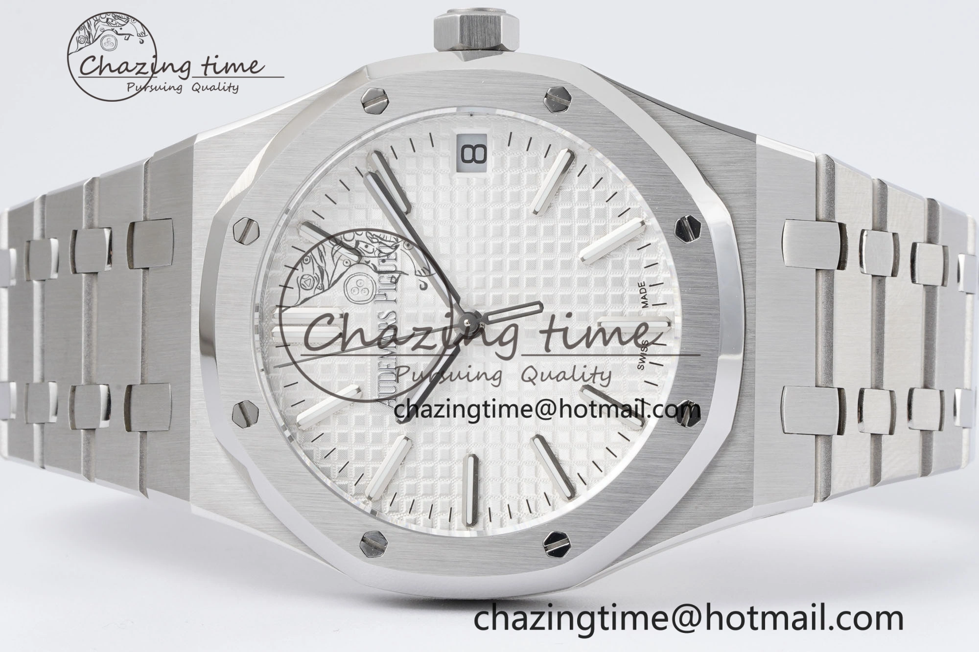 Royal Oak 41mm 15500 SS BF 1:1 Best Edition White Textured Dial on SS Bracelet A4302