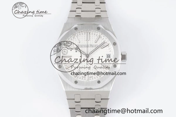 Royal Oak 41mm 15500 SS BF 1:1 Best Edition White Textured Dial on SS Bracelet A4302