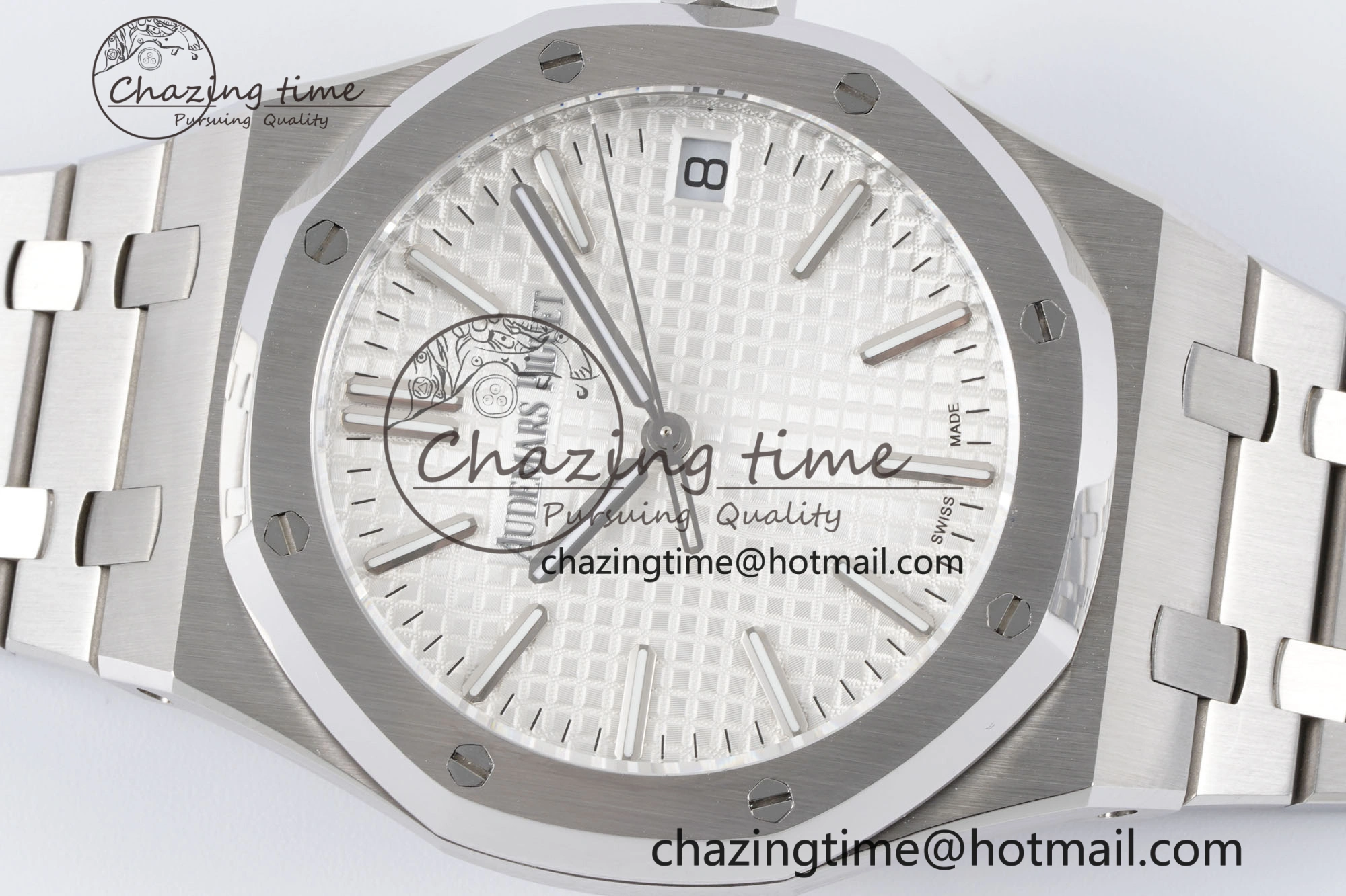 Royal Oak 41mm 15500 SS BF 1:1 Best Edition White Textured Dial on SS Bracelet A4302